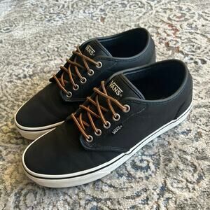 Vans Atwood Leather Black Marshmallow Skateboarding Sneakers  Men's Size 9